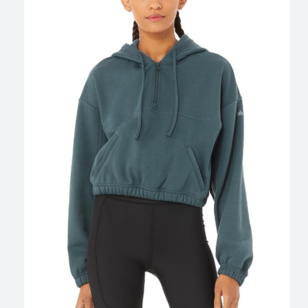 Alo Yoga Stadium Half Zip Hoodie Deep Jade